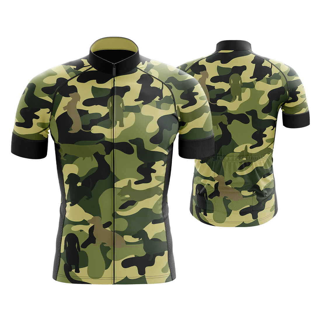 Camo dachshund Men's Cycling Kit Bike Jersey and Bib Shorts