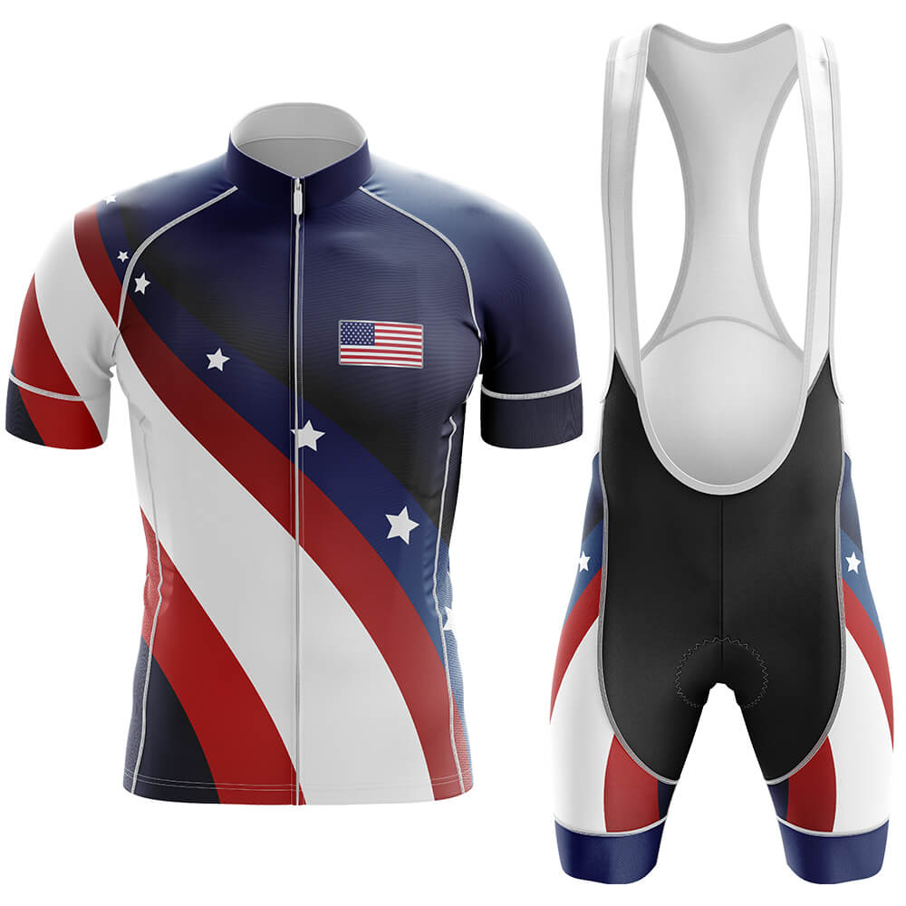 USA V3 Men's Cycling Kit Bike Jersey and Bib Shorts