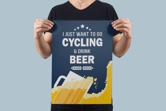 I Love Cycling & Beer Poster-Global Cycling Gear