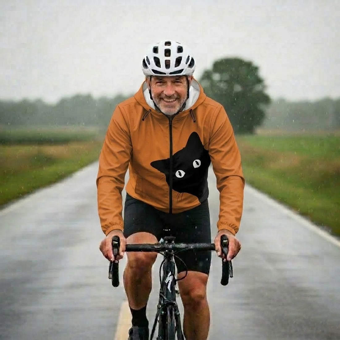 Peeking Black Cat Cycling Windbreaker Jacket