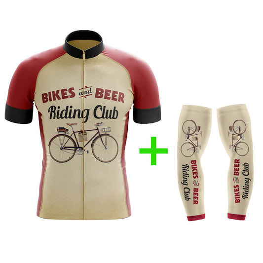 Funny Cycling Jersey With Arm Sleeves Retro Beer Riding Club Vintage Mens Bike Jersey-XS-Global Cycling Gear