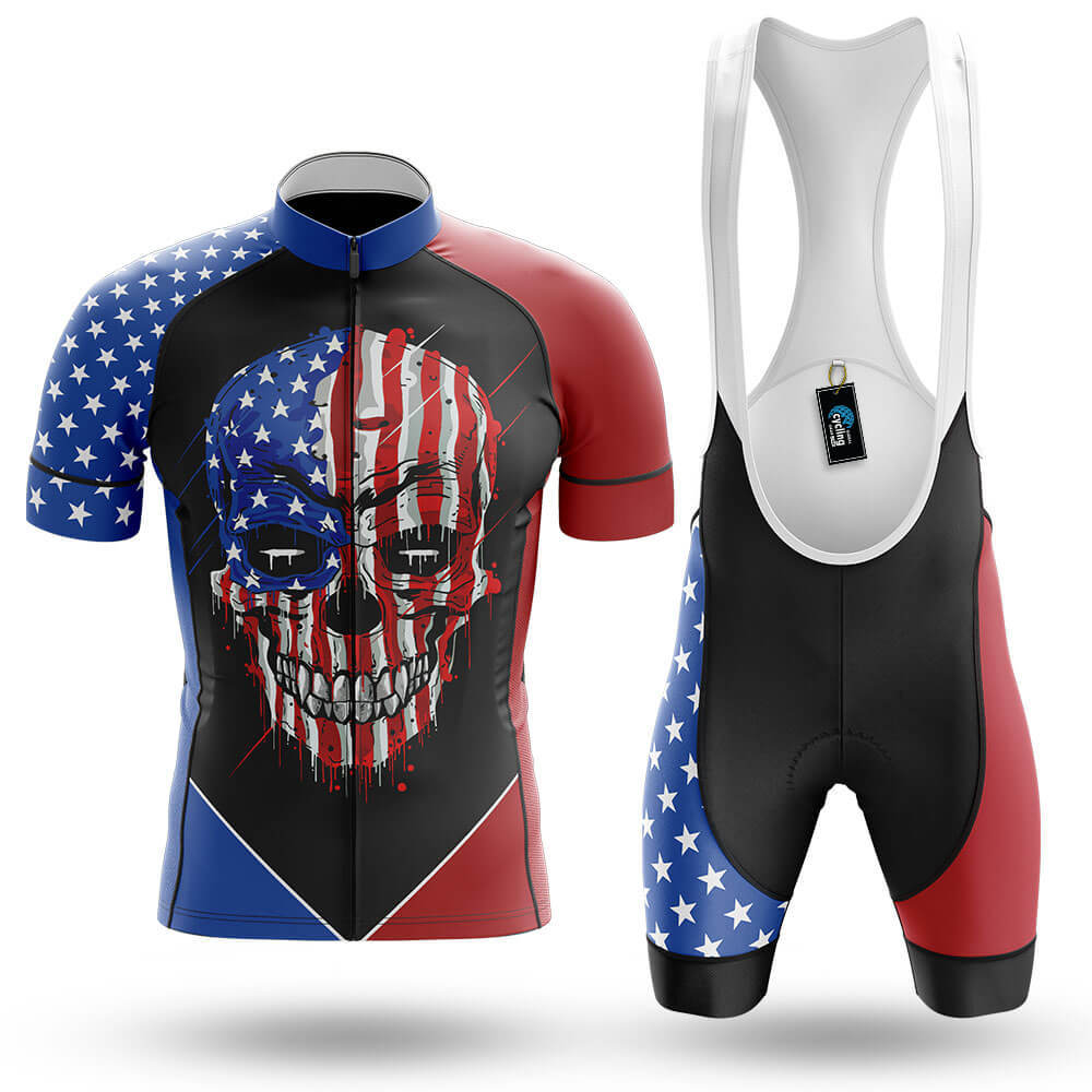 USA Flag Skull V2 - Men's Cycling Kit-Full Set-Global Cycling Gear