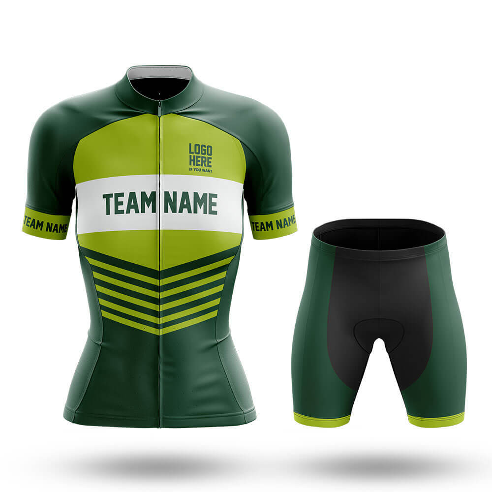 Custom Team Name V20 Green - Women's Cycling Kit-Full Set-Global Cycling Gear