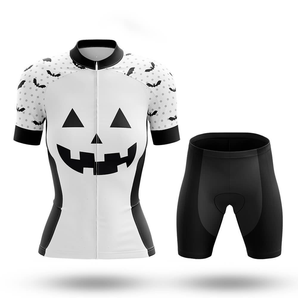 Pumpkin Face - White - Women's Cycling Kit-Full Set-Global Cycling Gear