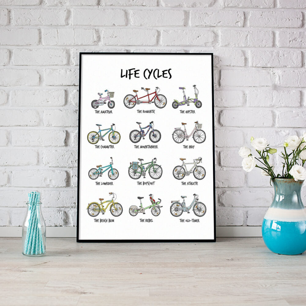 Life Cycles - Wall Art Canvas-Small 20X30cm (8X12in)-Global Cycling Gear