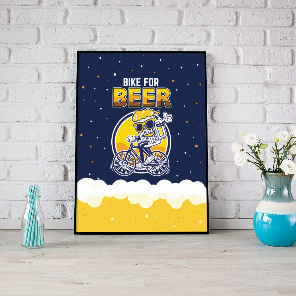 Bike For Beer - Wall Art Canvas-Small 20X30cm (8X12in)-Global Cycling Gear