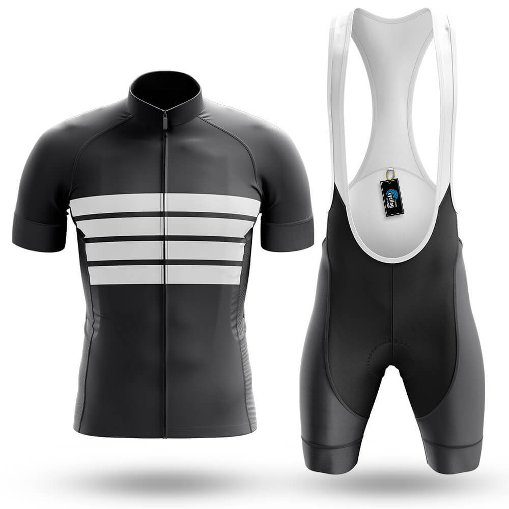 Retro Four Stripes - Black - Men's Cycling Kit-Full Set-Global Cycling Gear