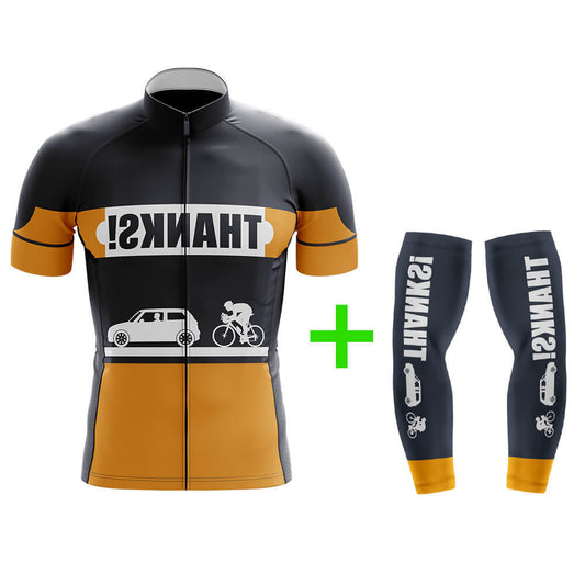 Funny Cycling Jersey With Arm Sleeves Don't Run Me Over Black Orange Mens Bike Jersey-XS-Global Cycling Gear