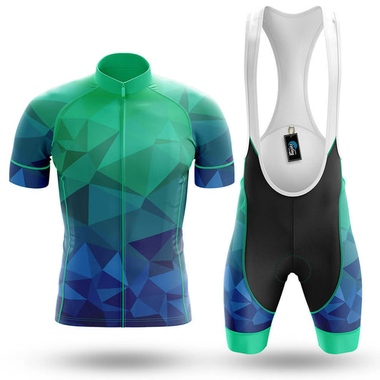 Blue Green Polygon - Men's Cycling Kit-Full Set-Global Cycling Gear