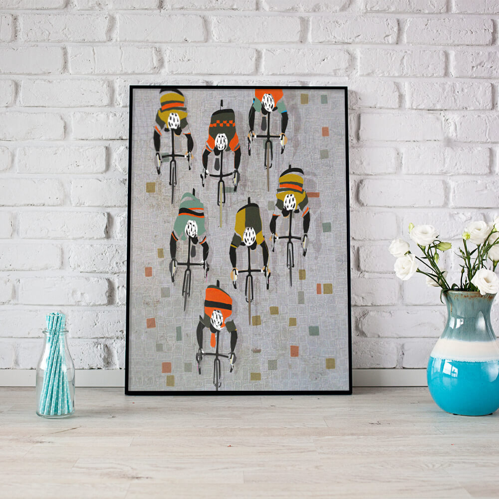 Cyclists - Wall Art Canvas-Small 20X30cm (8X12in)-Global Cycling Gear