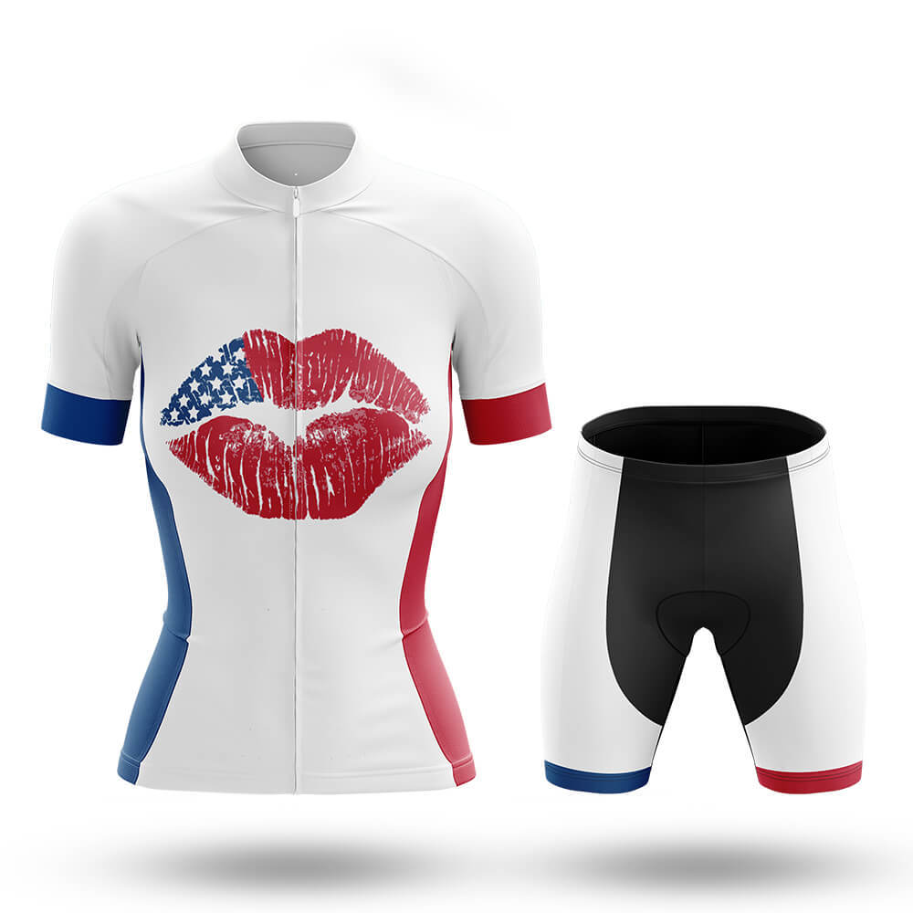 American Flag Lips - Women's Cycling Kit-Full Set-Global Cycling Gear