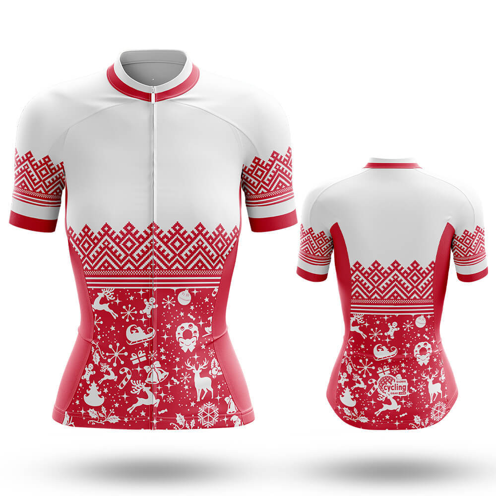 Reindeer Snowflake - Women's Cycling Kit-Short Sleeve Jersey-Global Cycling Gear