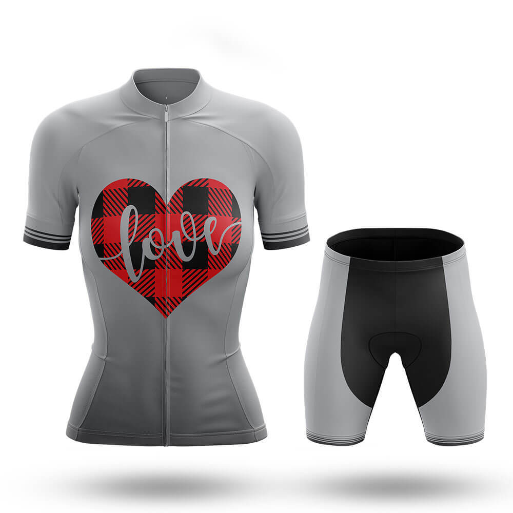 Red Plaid Valentine - Women's Cycling Kit-Full Set-Global Cycling Gear
