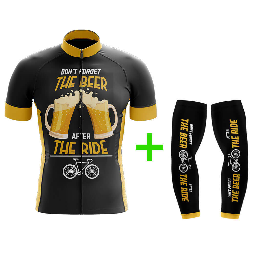 Funny Cycling Jersey With Arm Sleeves I Like Beer V2 Yellow Black Brewery Mens Bike Jersey-XS-Global Cycling Gear