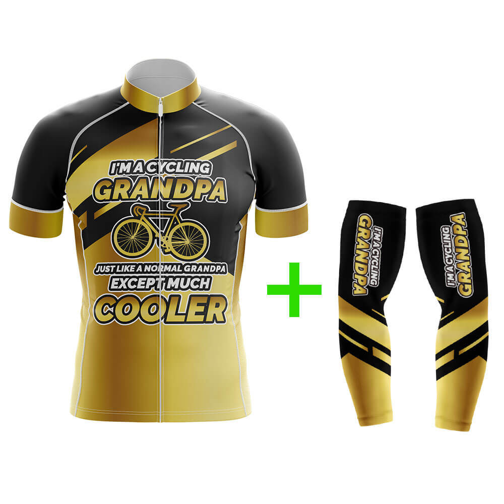 Cool Cycling Jersey With Arm Sleeves Cycling Grandpa Gradient Yellow Black Mens Bike Jersey-XS-Global Cycling Gear