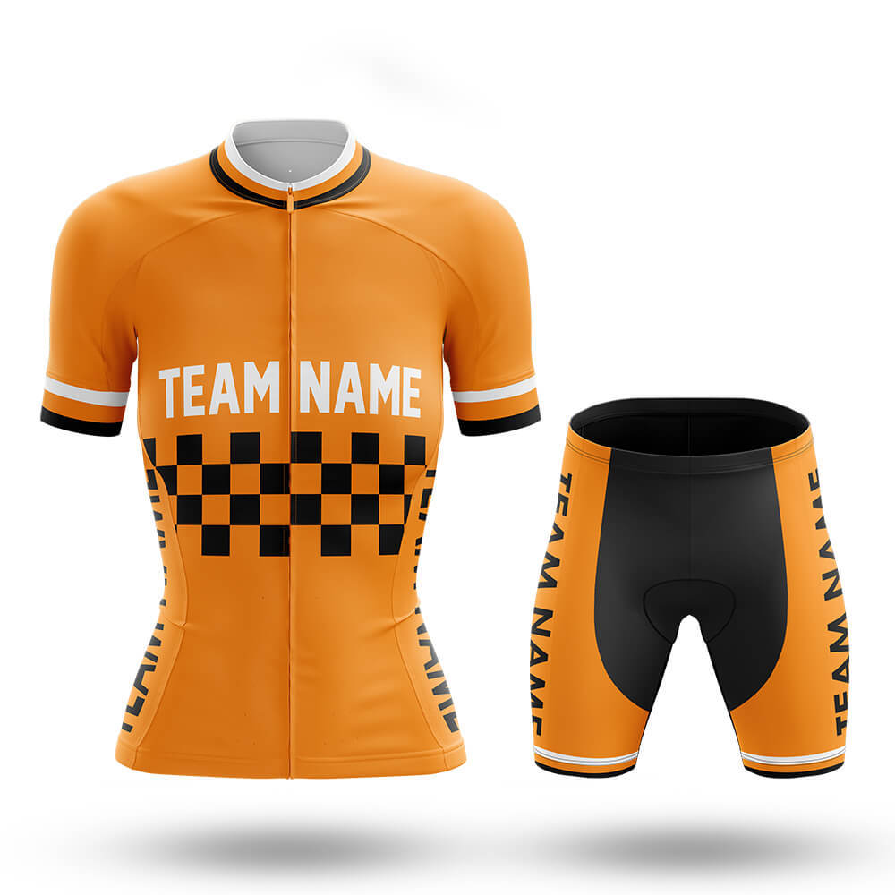 Custom Team Name M7 Orange - Women's Cycling Kit-Full Set-Global Cycling Gear