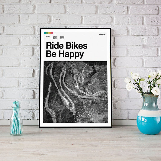 Ride Bikes Be Happy - Wall Art Canvas-Small 20X30cm (8X12in)-Global Cycling Gear