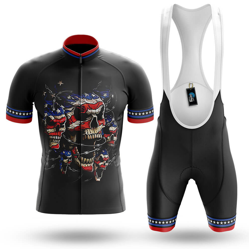 USA Flag Skull V3 - Men's Cycling Kit-Full Set-Global Cycling Gear
