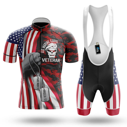 US Marine Veteran Flag - Men's Cycling Kit-Full Set-Global Cycling Gear