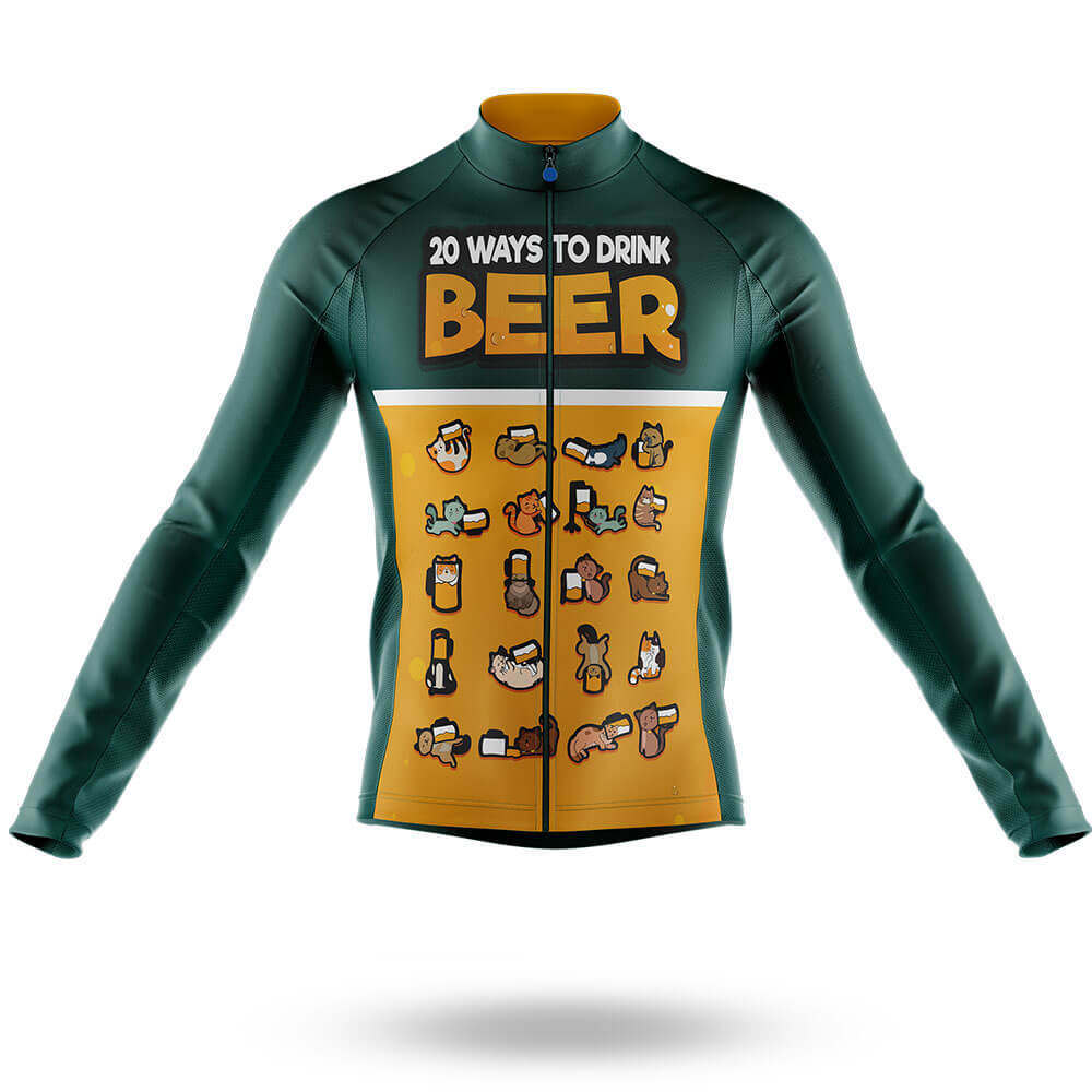 20 Ways To Drink Beer - Men's Cycling Kit-Long Sleeve Jersey-Global Cycling Gear