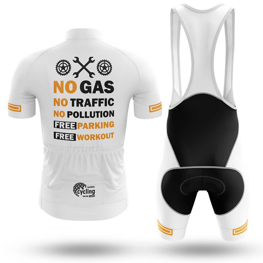 No Gas - White - Men's Cycling Kit-Full Set-Global Cycling Gear