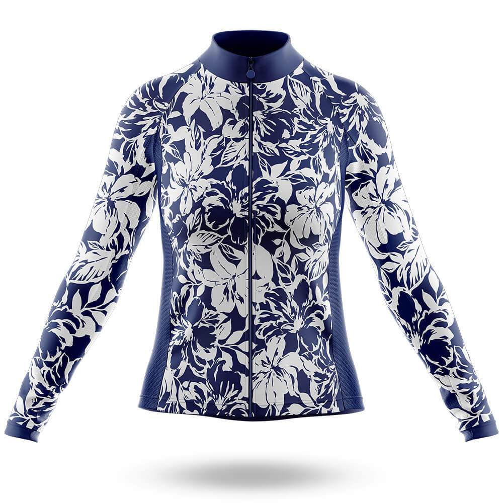 Abstract Floral - Women's Cycling Kit-Long Sleeve Jersey-Global Cycling Gear