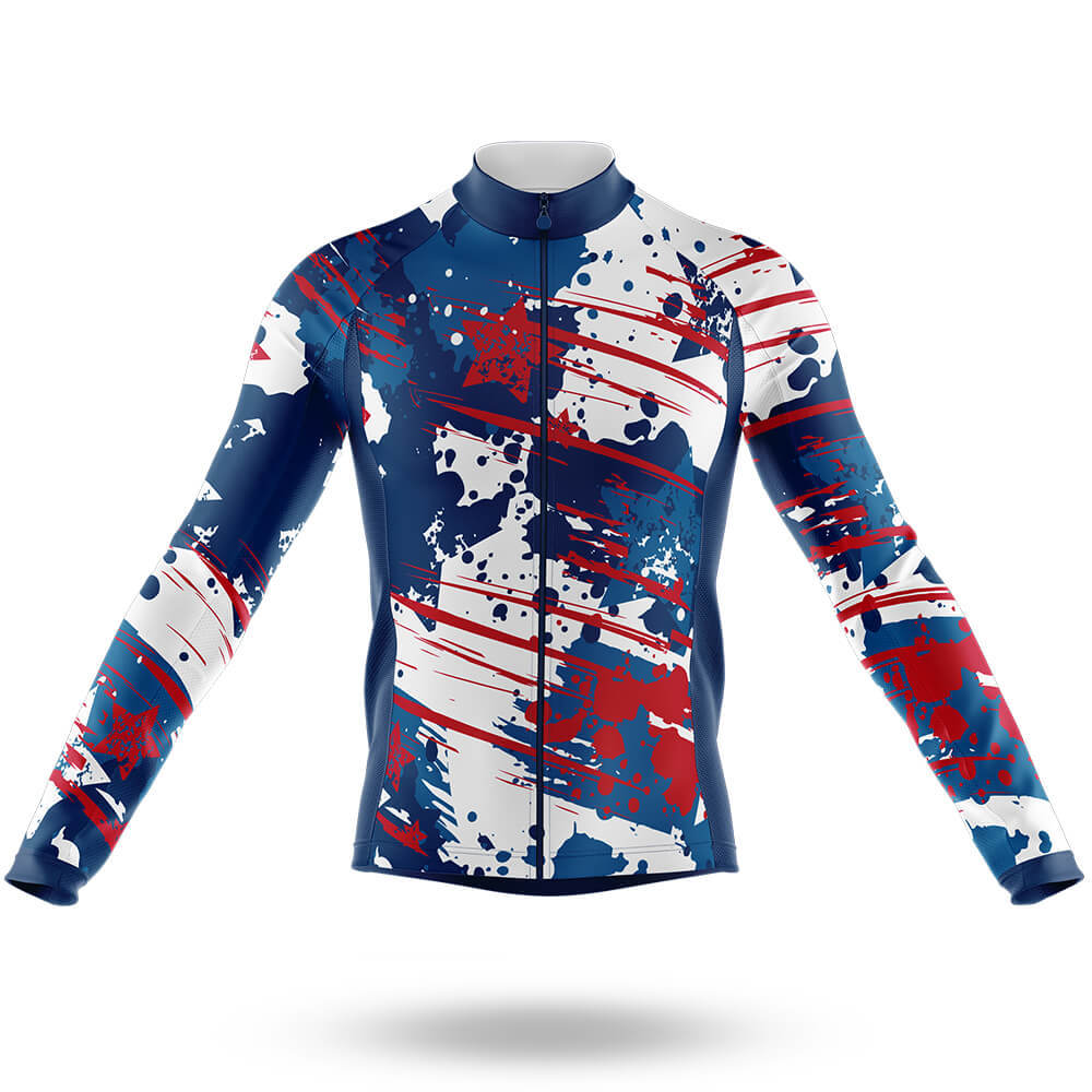 Blue Red White - Men's Cycling Kit-Short Sleeve Jersey-Global Cycling Gear