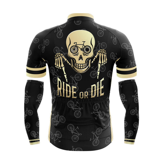 Cool Cycling Jersey With Arm Sleeves Ride Or Die V3 Black Yellow Skull Mens Bike Jersey-XS-Global Cycling Gear