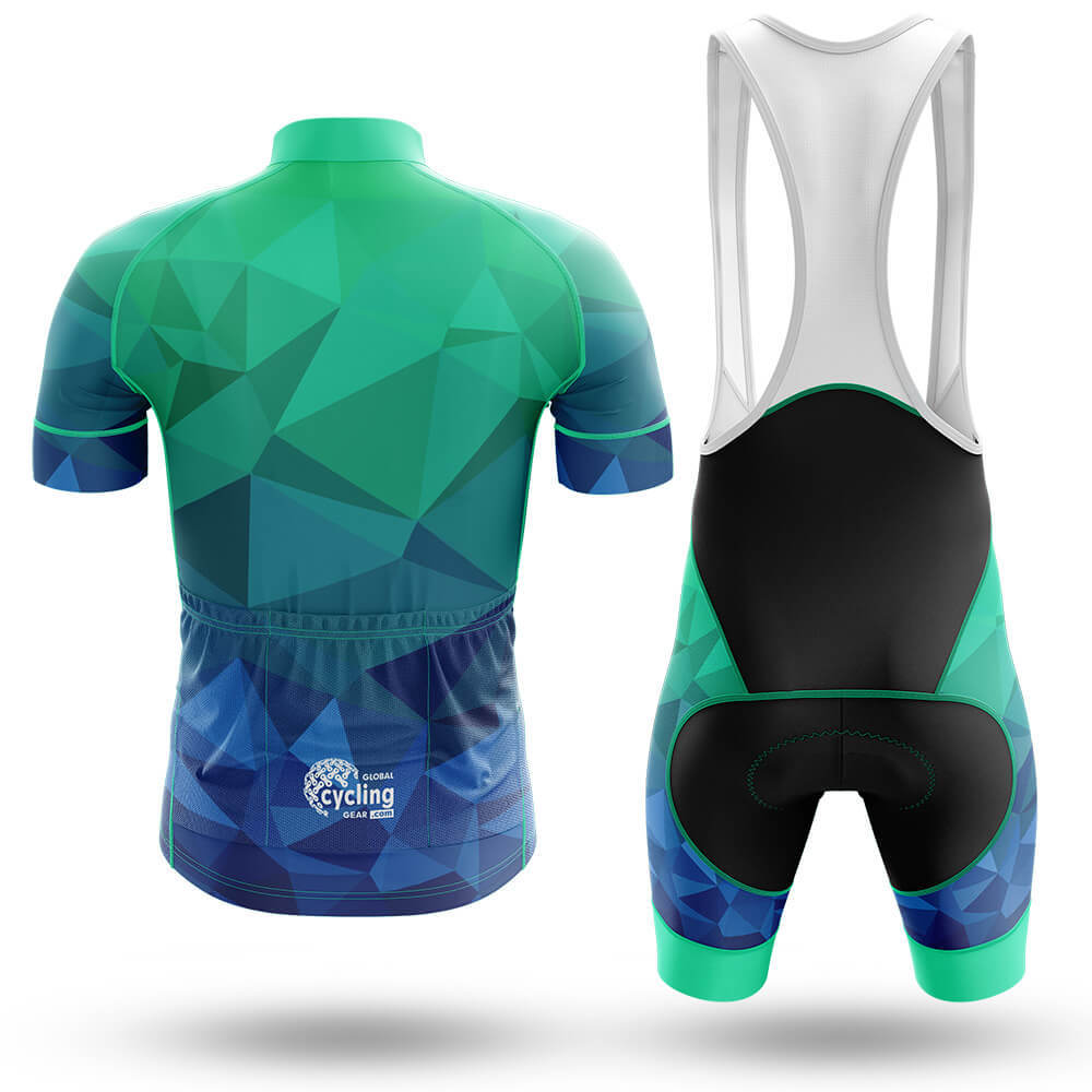 Blue Green Polygon - Men's Cycling Kit-Full Set-Global Cycling Gear