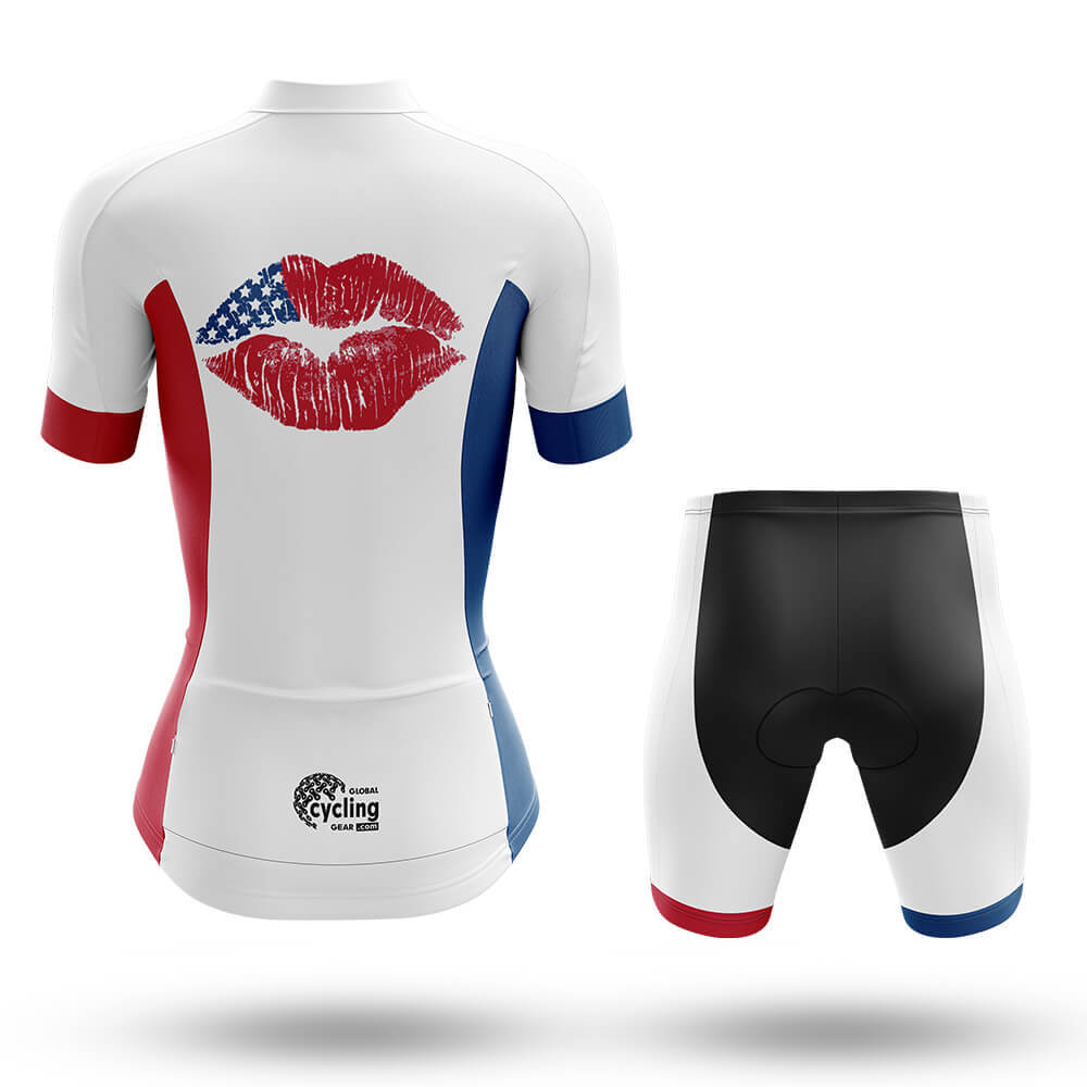 American Flag Lips - Women's Cycling Kit-Full Set-Global Cycling Gear