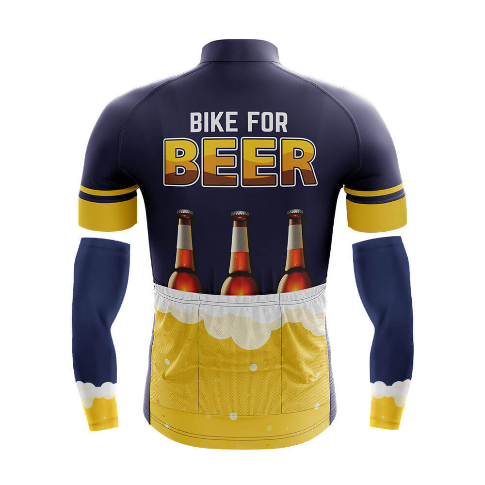 Funny Cycling Jersey With Arm Sleeves Bike For Beer Yellow Navy Brewery Mens Bike Jersey-XS-Global Cycling Gear