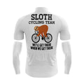 Funny Cycling Jersey With Arm Sleeves Sloth Cycling Team V2 White Mens Bike Jersey-XS-Global Cycling Gear