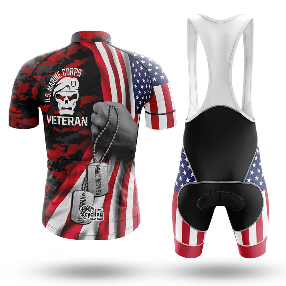 US Marine Veteran Flag - Men's Cycling Kit-Full Set-Global Cycling Gear