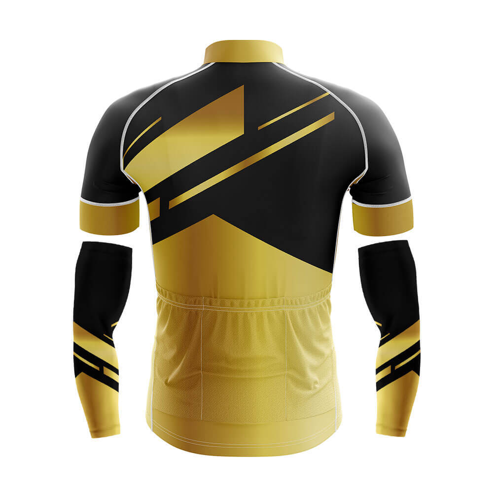 Cool Cycling Jersey With Arm Sleeves Cycling Grandpa Gradient Yellow Black Mens Bike Jersey-XS-Global Cycling Gear