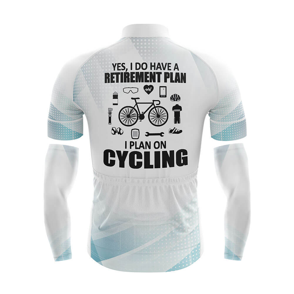 Funny Cycling Jersey With Arm Sleeves Retirement Plan V2 Gradient Whit