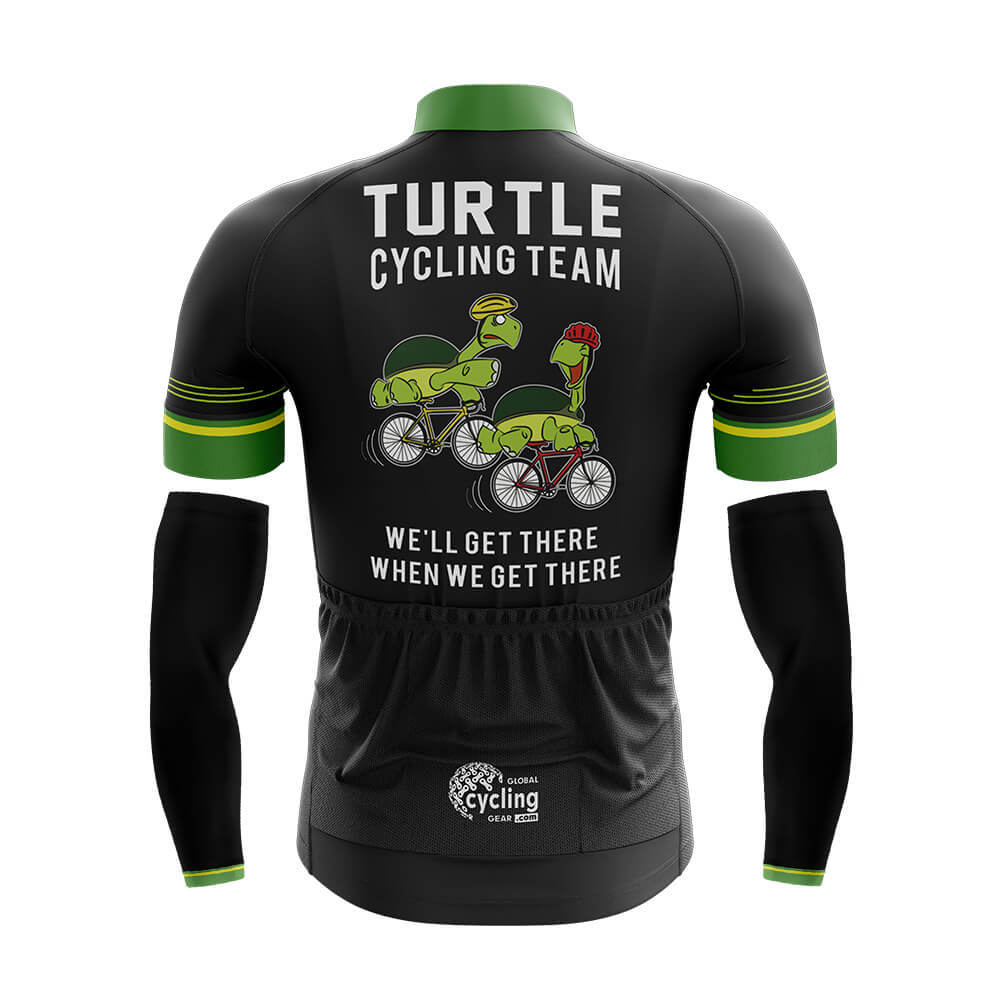 Funny Cycling Jersey With Arm Sleeves Turtle Cycling Team V2 Black Green Mens Bike Jersey-XS-Global Cycling Gear