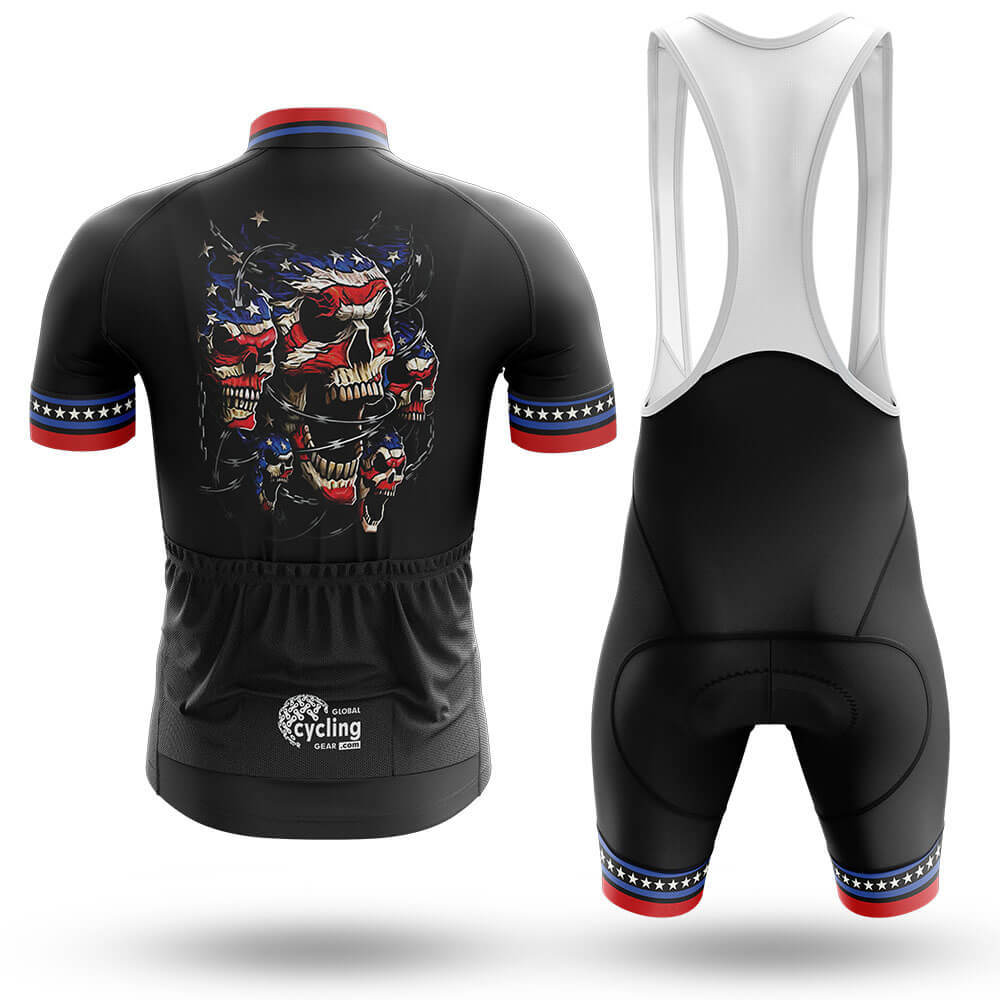 USA Flag Skull V3 - Men's Cycling Kit-Full Set-Global Cycling Gear