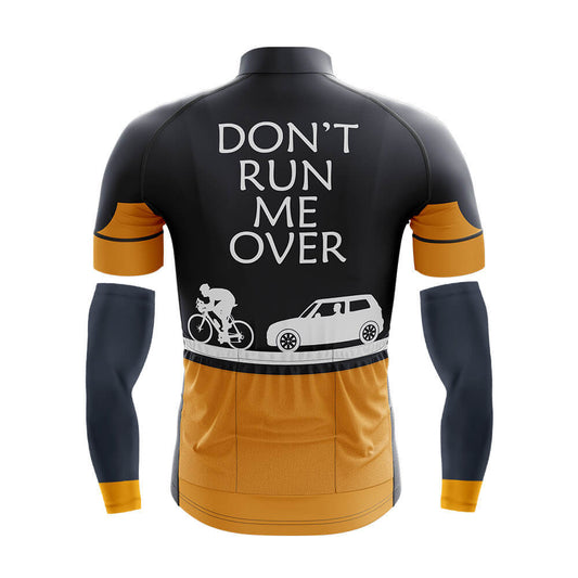 Funny Cycling Jersey With Arm Sleeves Don't Run Me Over Black Orange Mens Bike Jersey-XS-Global Cycling Gear