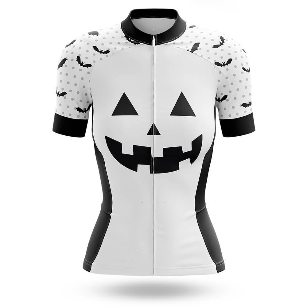 Pumpkin Face - White - Women's Cycling Kit-Jersey Only-Global Cycling Gear