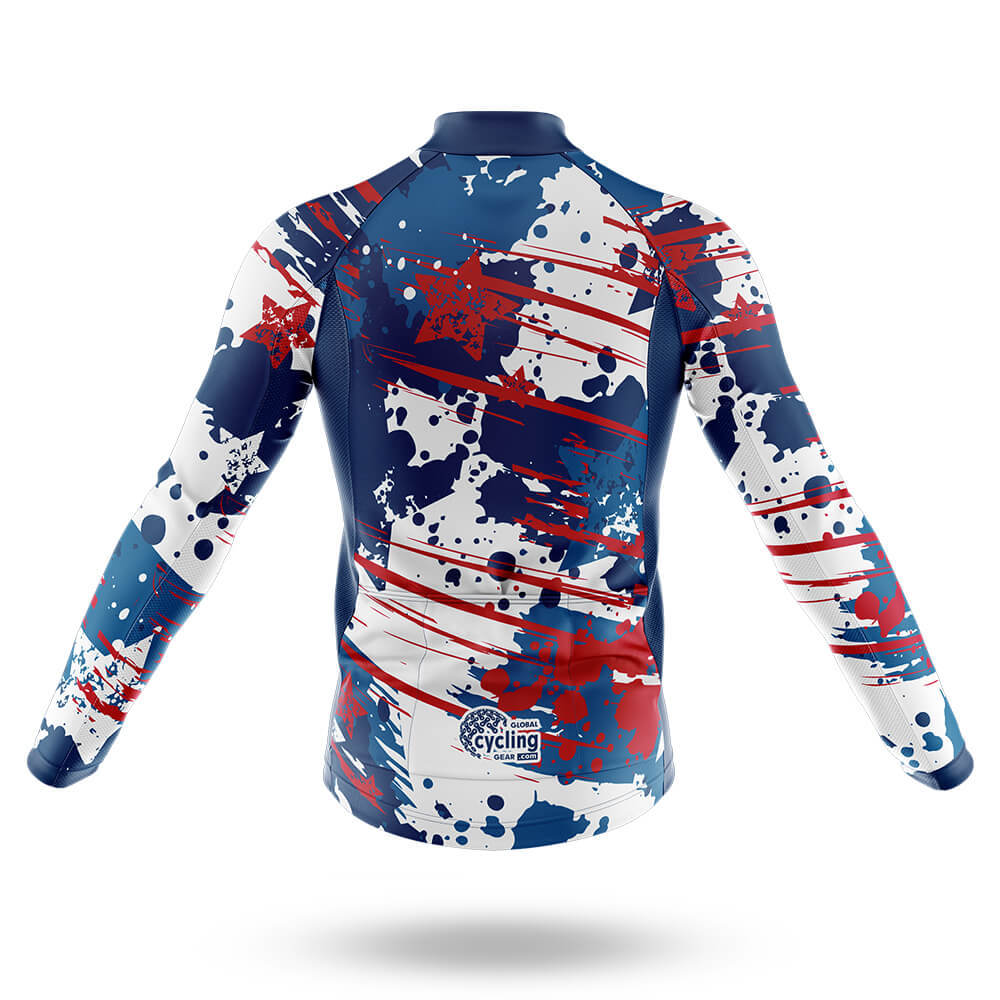 Blue Red White - Men's Cycling Kit-Short Sleeve Jersey-Global Cycling Gear