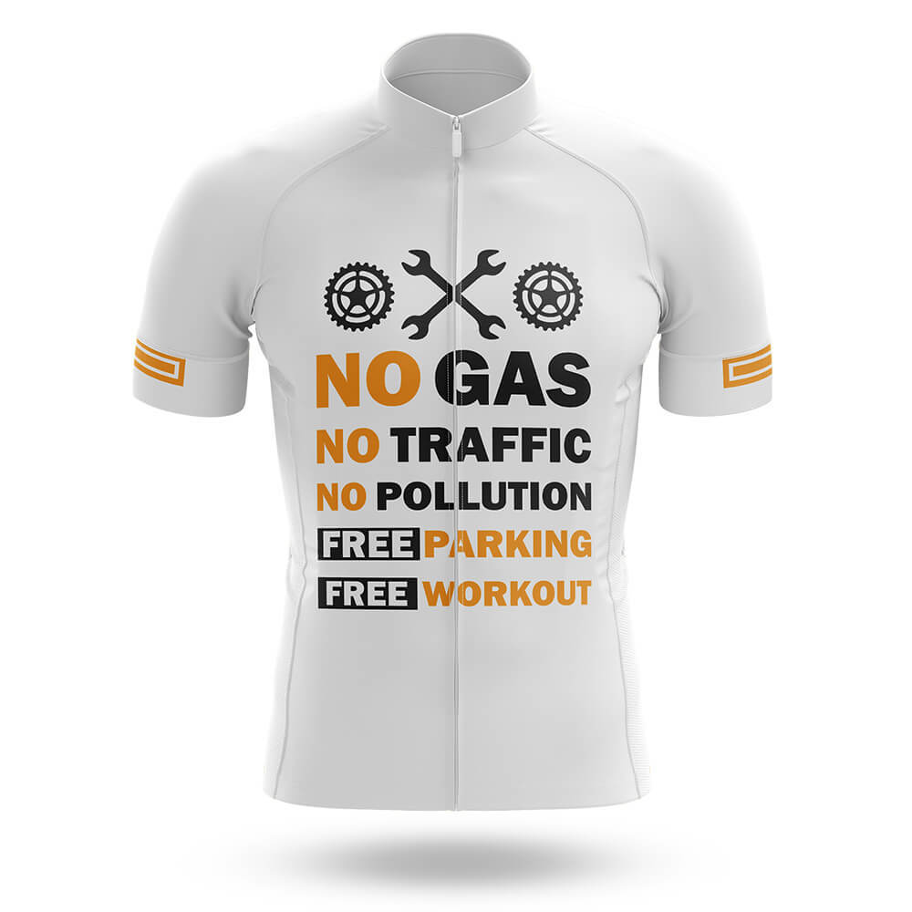 No Gas - White - Men's Cycling Kit-Jersey Only-Global Cycling Gear