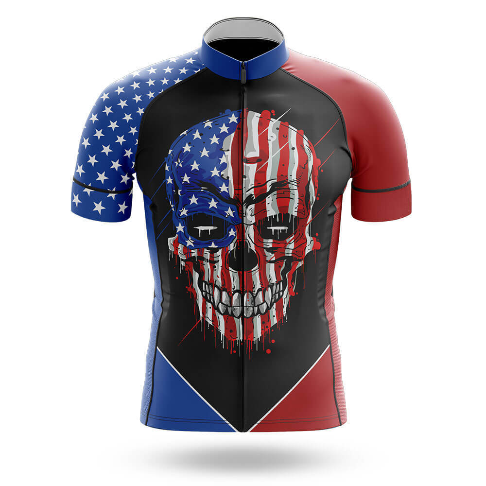 USA Flag Skull V2 - Men's Cycling Kit-Jersey Only-Global Cycling Gear