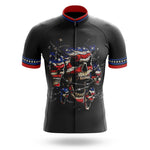 USA Flag Skull V3 - Men's Cycling Kit-Jersey Only-Global Cycling Gear