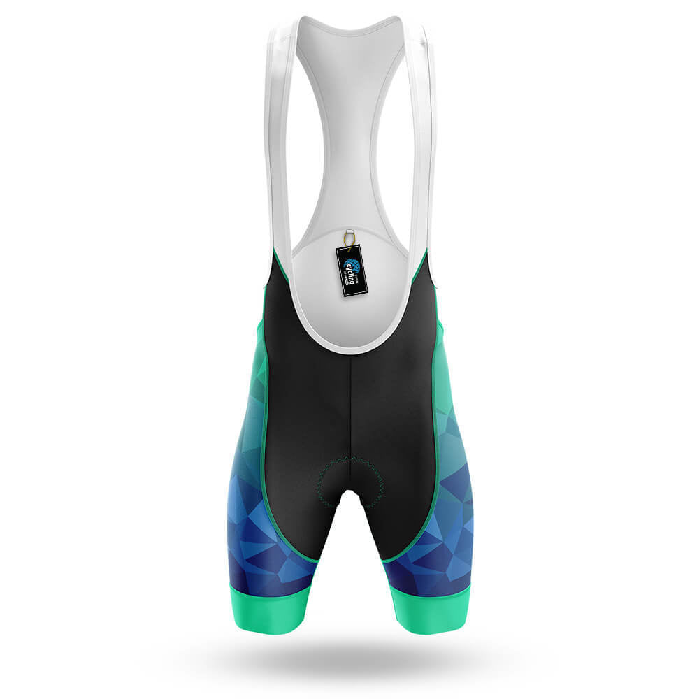 Blue Green Polygon - Men's Cycling Kit-Bibs Only-Global Cycling Gear