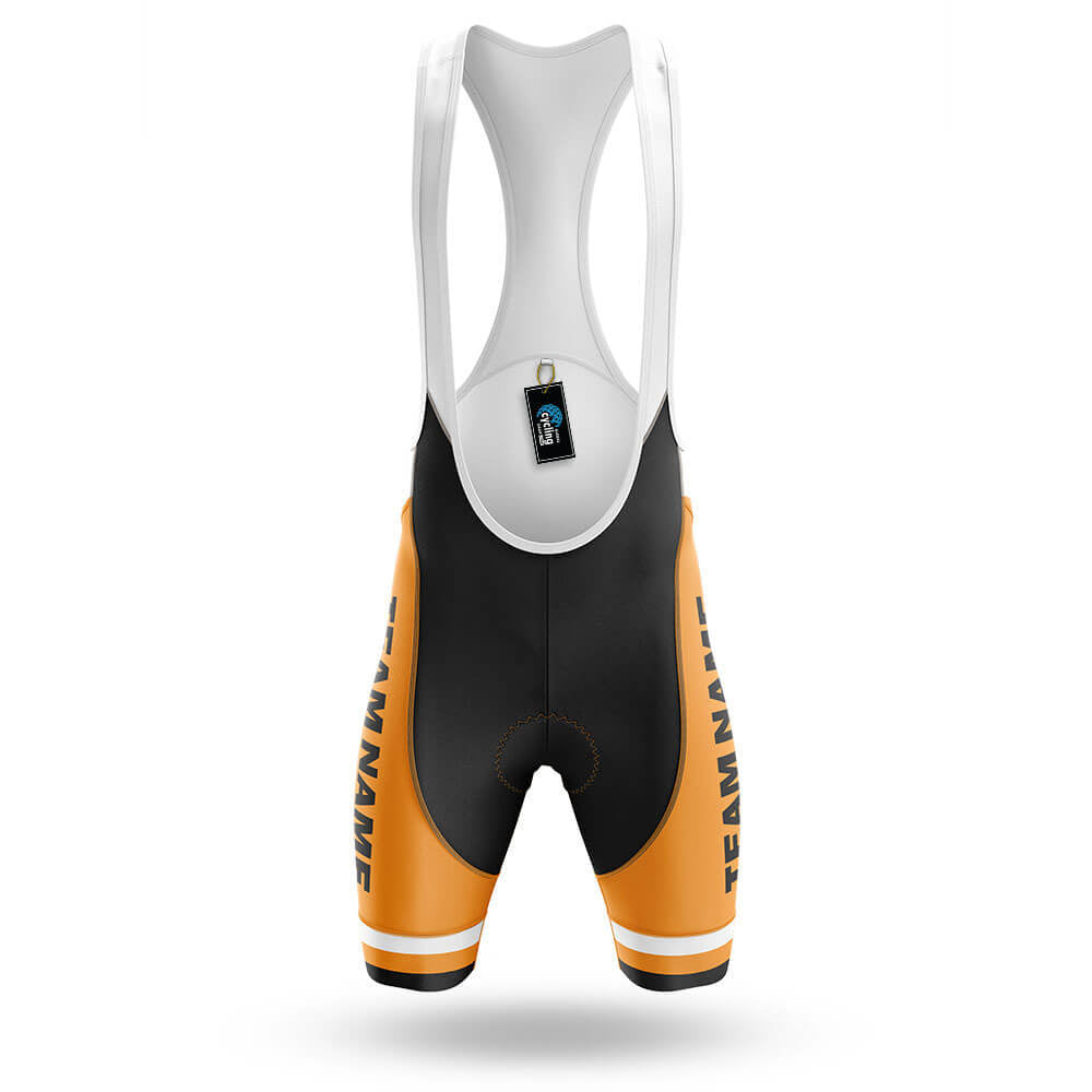 Custom Team Name M7 Orange - Men's Cycling Kit-Bibs Only-Global Cycling Gear