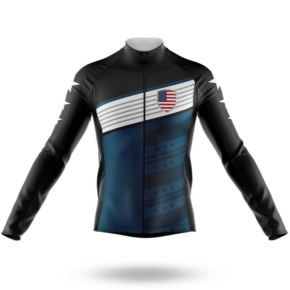 USA S6 Black - Men's Cycling Kit-Long Sleeve Jersey-Global Cycling Gear