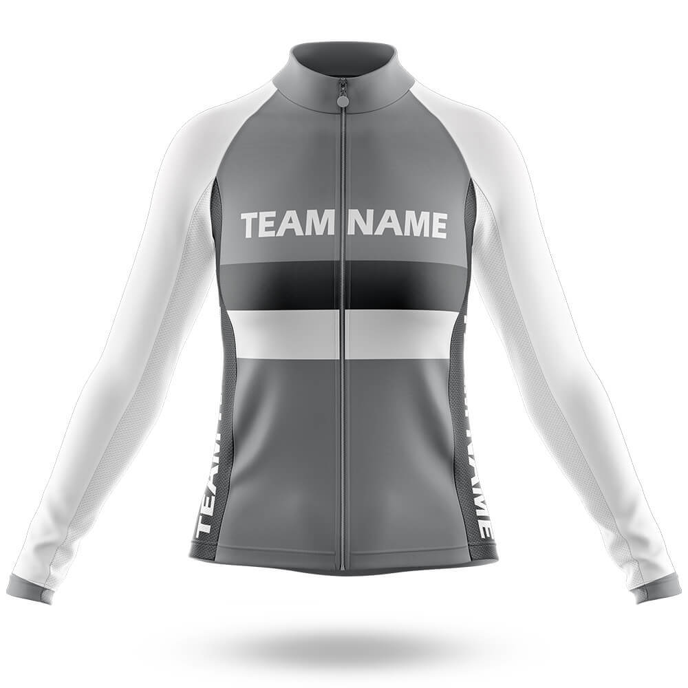 Custom Team Name M2 Grey - Women's Cycling Kit-Long Sleeve Jersey-Global Cycling Gear