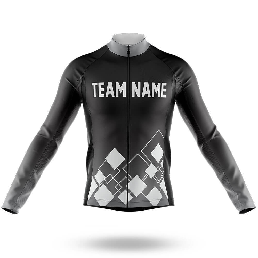 Custom Team Name V19 Black - Men's Cycling Kit-Long Sleeve Jersey-Global Cycling Gear