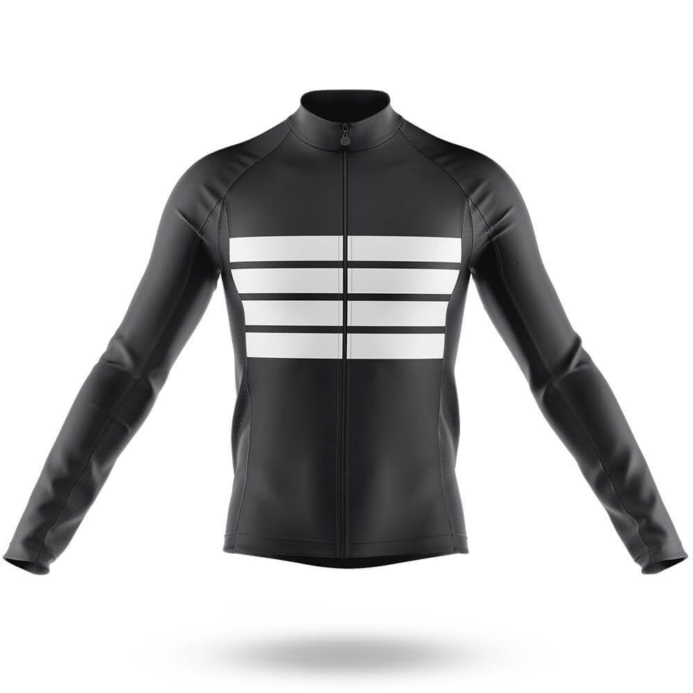 Retro Four Stripes - Black - Men's Cycling Kit-Long Sleeve Jersey-Global Cycling Gear