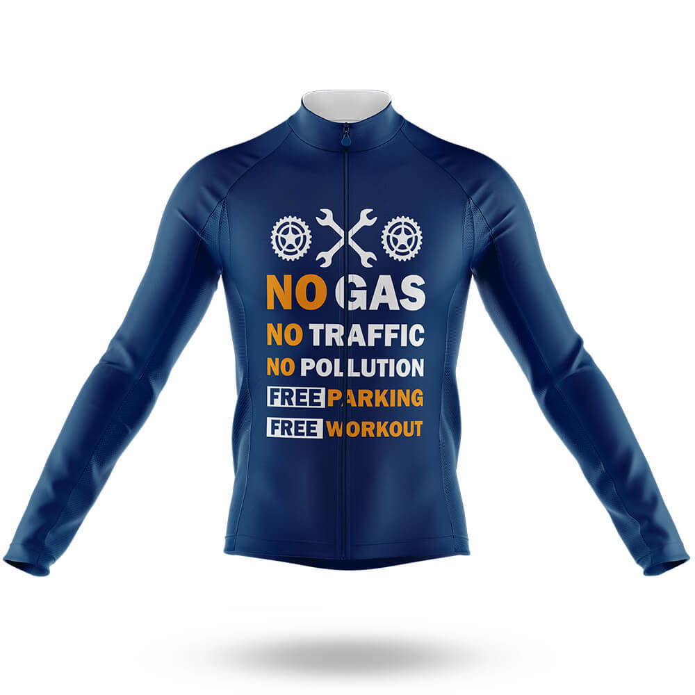 No Gas - Navy - Men's Cycling Kit-Long Sleeve Jersey-Global Cycling Gear